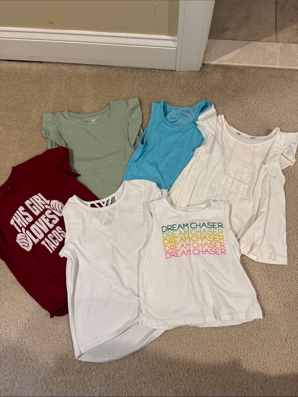 Girls Mixed Tank & Tee Bundle - Mint, Teal, White & Burgundy